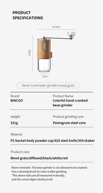 BINCOO Colorful bean grinder   Portability and design aesthetics   SM05 comprehensively masters grinding
