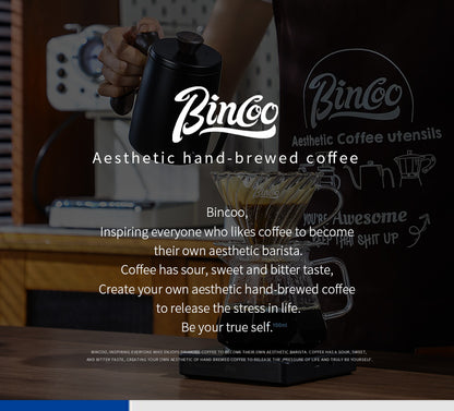 Bincoo Gooseneck Pour Over Coffee Kettle - Stainless Steel Hand Drip Pot with Wooden Handle, Precise Water Control Spout for Home Brewing