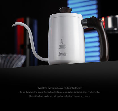 Bincoo Gooseneck Pour Over Coffee Kettle - Stainless Steel Hand Drip Pot with Wooden Handle, Precise Water Control Spout for Home Brewing