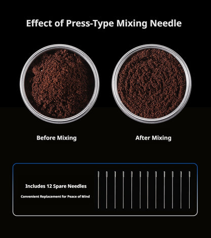BINCOO Push Style Coffee WDT Distribution Needle, Adjustable Espresso Powder Stirrer with Brush Cleaning Base