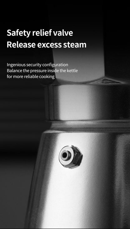 BINCOO Single Valve Moka Pot Stovetop Coffee Maker, 3rd Gen Pressure Boost Espresso Pot with Comfort Wood Handle for Home Barista Perfect Flavor Brewing