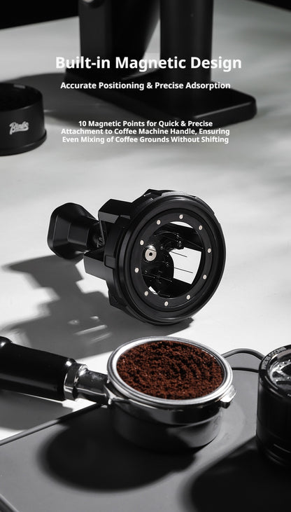 BINCOO Push Style Coffee WDT Distribution Needle, Adjustable Espresso Powder Stirrer with Brush Cleaning Base