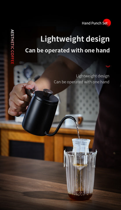 Bincoo Gooseneck Pour Over Coffee Kettle - Stainless Steel Hand Drip Pot with Wooden Handle, Precise Water Control Spout for Home Brewing